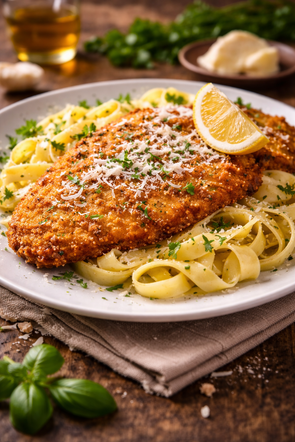 Escalope milanaise, tagliatelles & parmesan (Duplicated)