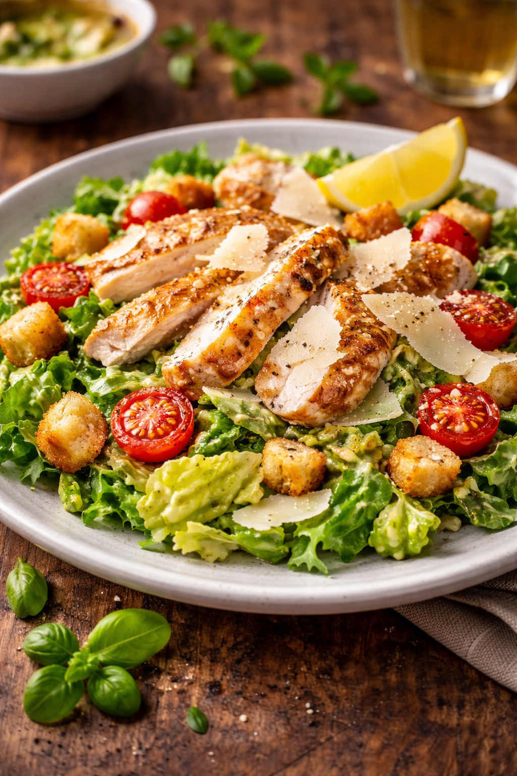 Salade César italienne (poulet & copeaux de parmesan)